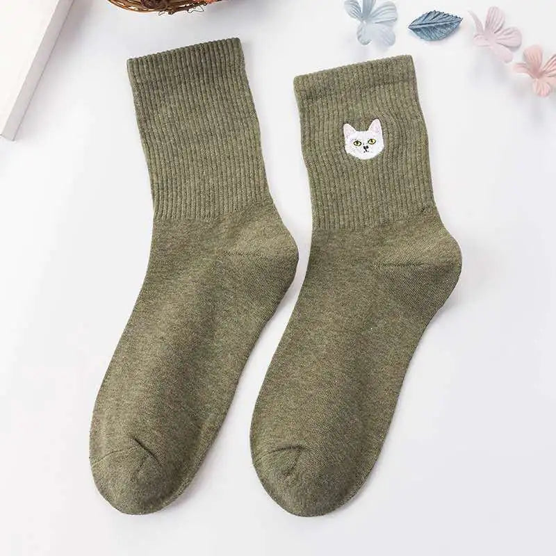 Embroidered Cat Socks for Women – Playful Comfort in Every Step
