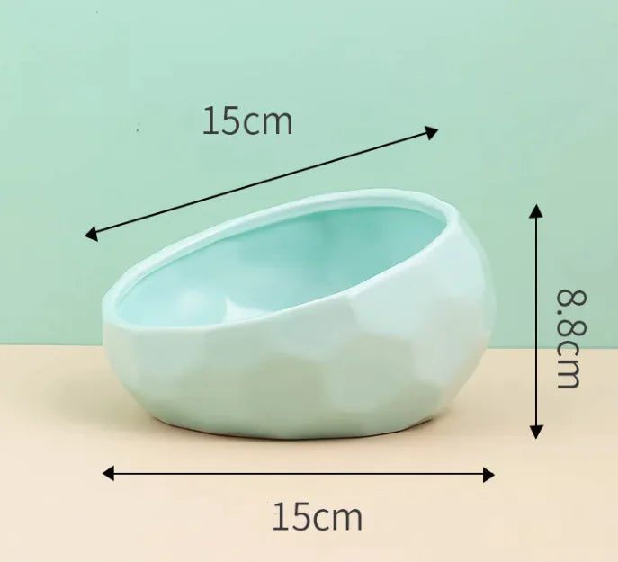 Ergonomic Tilted Ceramic Pet Bowl – Anti-Spill, Non-Slip Feeding Dish
