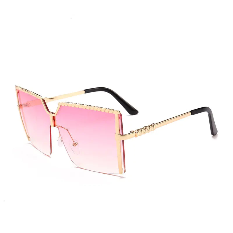 Frameless Gradient Square Sunglasses – Oversized PC+Metal UV400 Fashion Shades (Multiple Color Options)