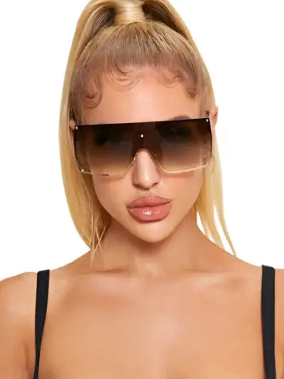 Lux Flat Top Sunglasses – Boho Square Design in Gold with Brown Lenses - ONLY 5 LEFT!