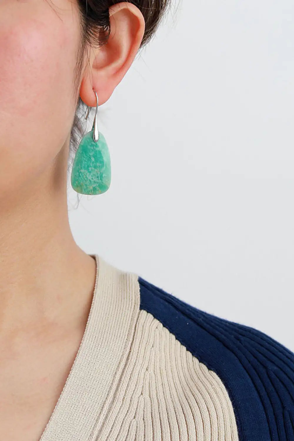 Natural Stone Dangle Earrings – Elegant 2-Inch Drop with Genuine Stone