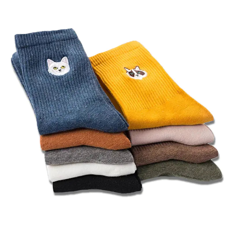 Embroidered Cat Socks for Women – Playful Comfort in Every Step