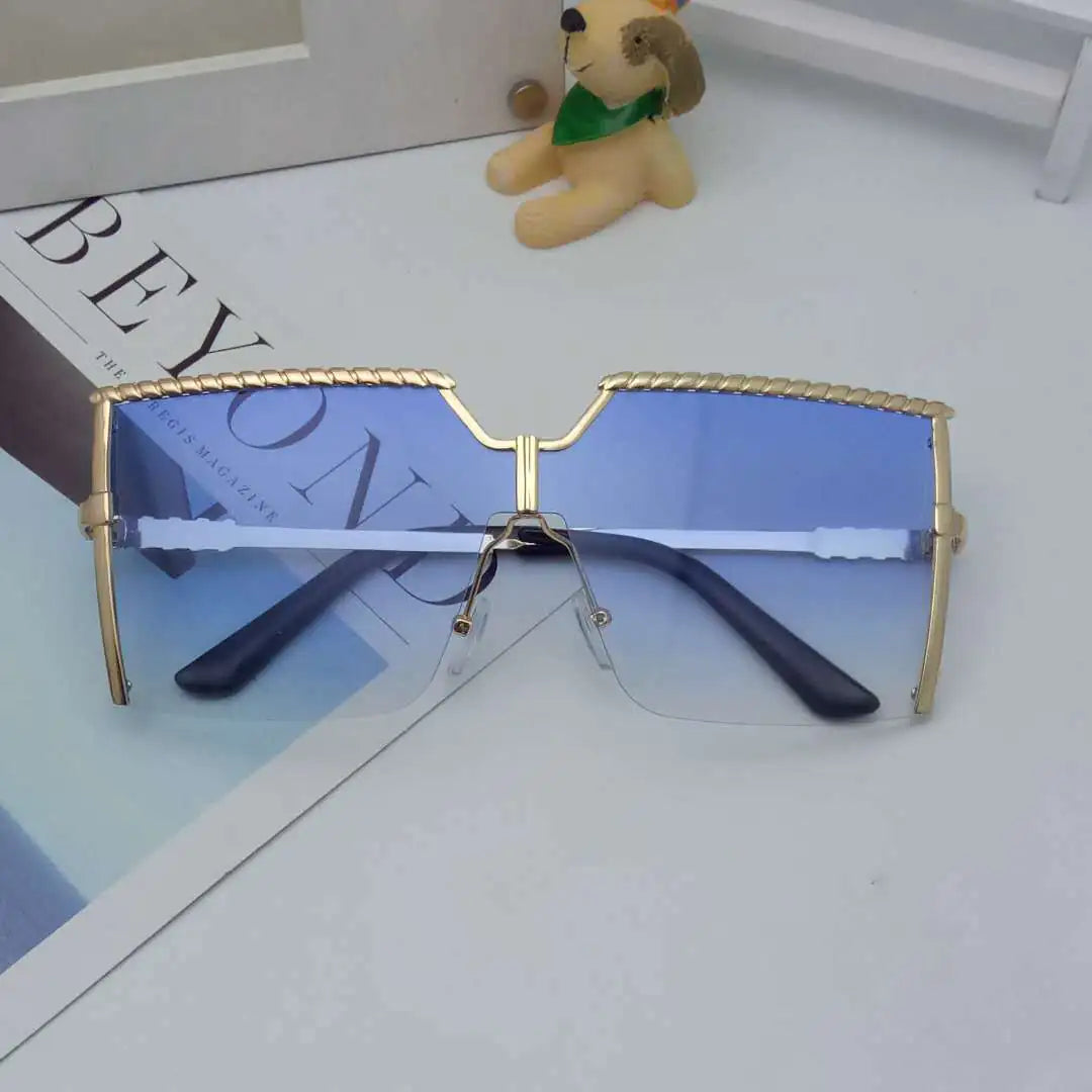 Frameless Gradient Square Sunglasses – Oversized PC+Metal UV400 Fashion Shades (Multiple Color Options)