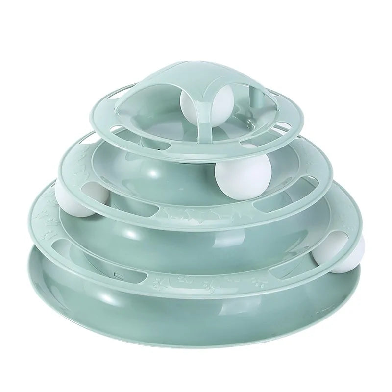 Turntable Balls 4-Layer Play Track – Endless Fun for Your Cats!