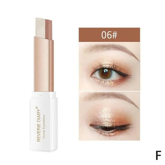Double Color Glitter Eye Shadow Stick – Waterproof Gradient Matte & Shimmer Duo (6 Shades)