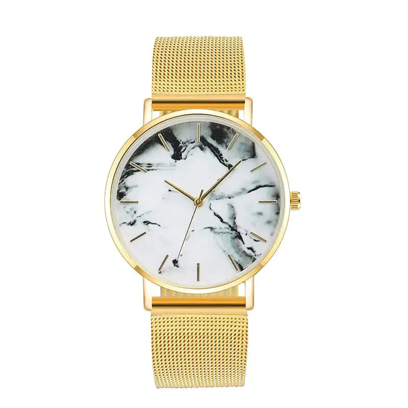 Add a Touch of Elegance with our Rose Gold Mesh Band Marble Watch
