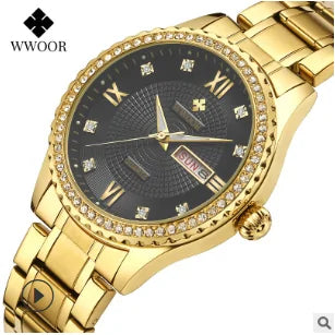 WWOOR Diamond Women’s Fashion Gold Quartz Watch