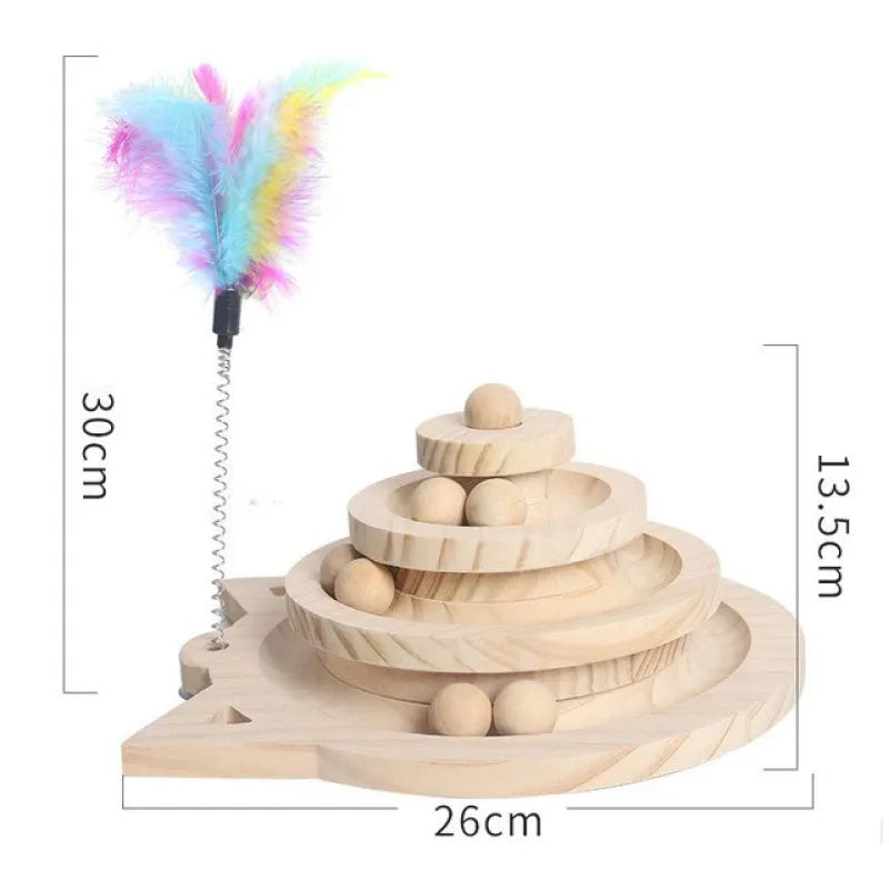 Three-Layer Cat Climbing Frame with Turntable Ball – Interactive Activity Tower for Cats