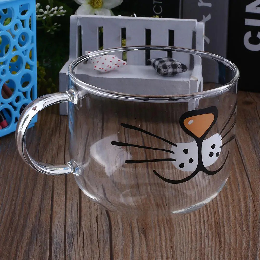 Whimsical Cat Mustache Glass Cup – Playful Drinkware for Cat Lovers & Gift-Giving Fun