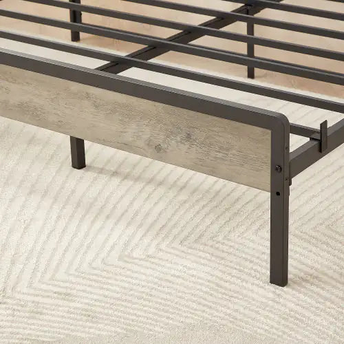 Full Size Bed Frame with Charging Station – Grey, 83.1" L x 56.1" W x 39.2" H
