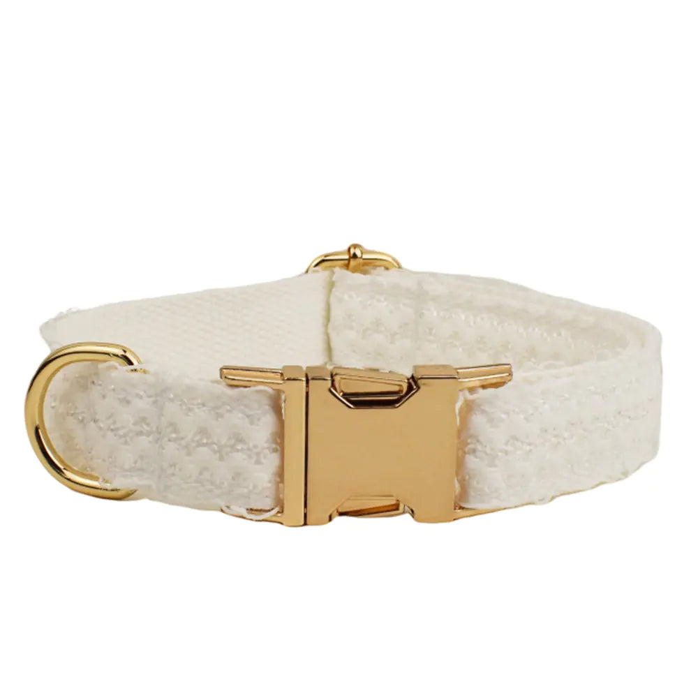 White Lace Pet Vest, Dog Collar & Leash Set (S–XL Sizes)