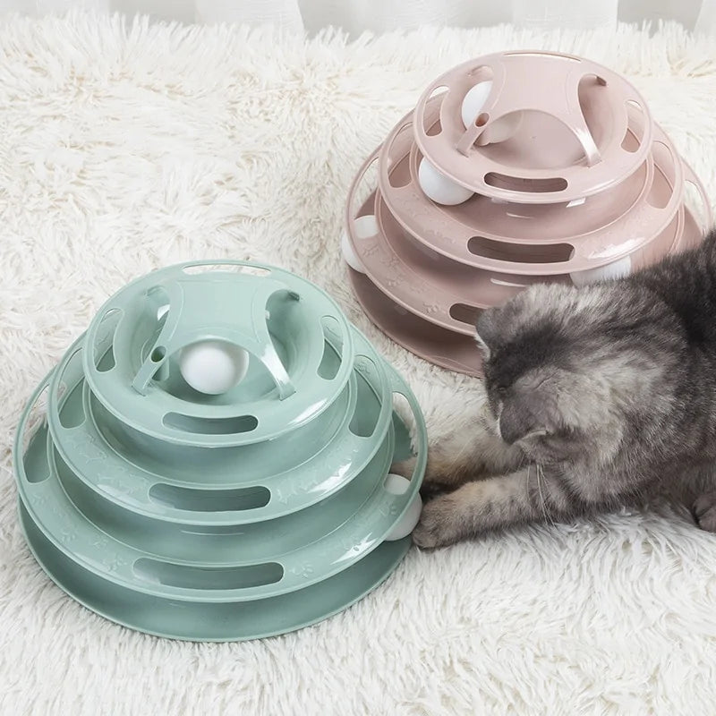 Turntable Balls 4-Layer Play Track – Endless Fun for Your Cats!