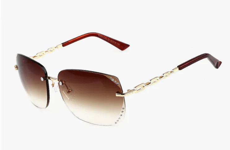 Frameless Oversized Diamond Sunglasses – Lightweight UV400 Fashion Shades for Women (4 Colors)