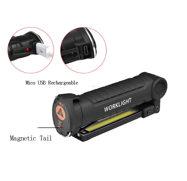 COB Folding Work Light – Rechargeable Magnetic Emergency Lamp (2 Sizes Available)