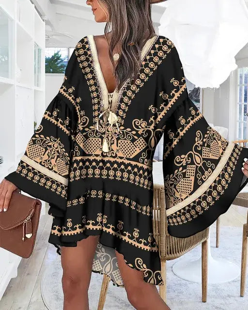 Welcome Spring in Style with Our Long V-Neck Floral Sleeve Top