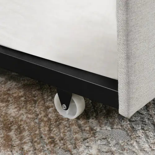 Double Sofa Bed with Double Roller – Tufted Upholstered Sofa with Button Back and Brass Studs on Wavy Arms, Beige (80.5"x41"x30.5")