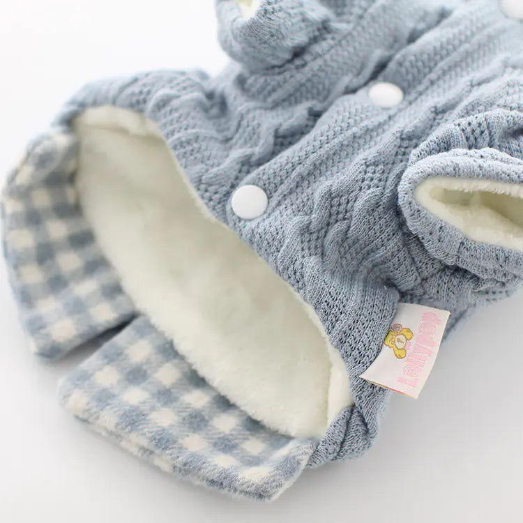 Pet Pajamas – Coral Fleece Long-Sleeve Dog & Cat Clothes for Autumn/Winter (XS to XL Sizes)