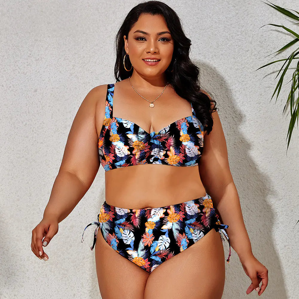 Plus Size Bikini Set in Floral & Animal Prints – Supportive Two-Piece Swimwear for Curvier Bodies (Sizes L–4XL)
