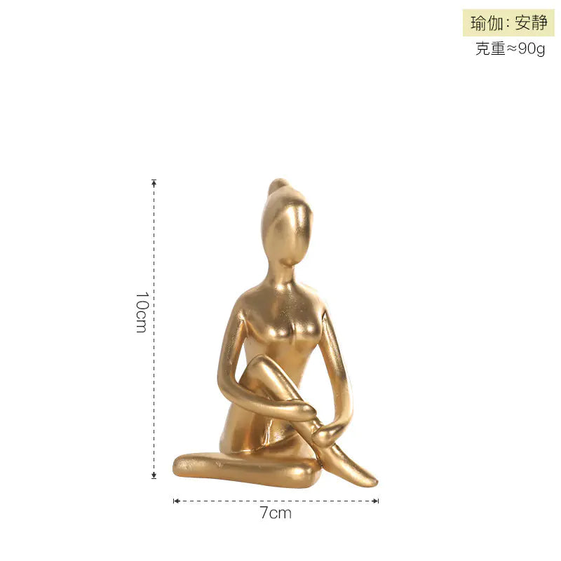 Nordic Minimalist Yoga Girl Figurine – Resin Modern Home Decor Sculpture