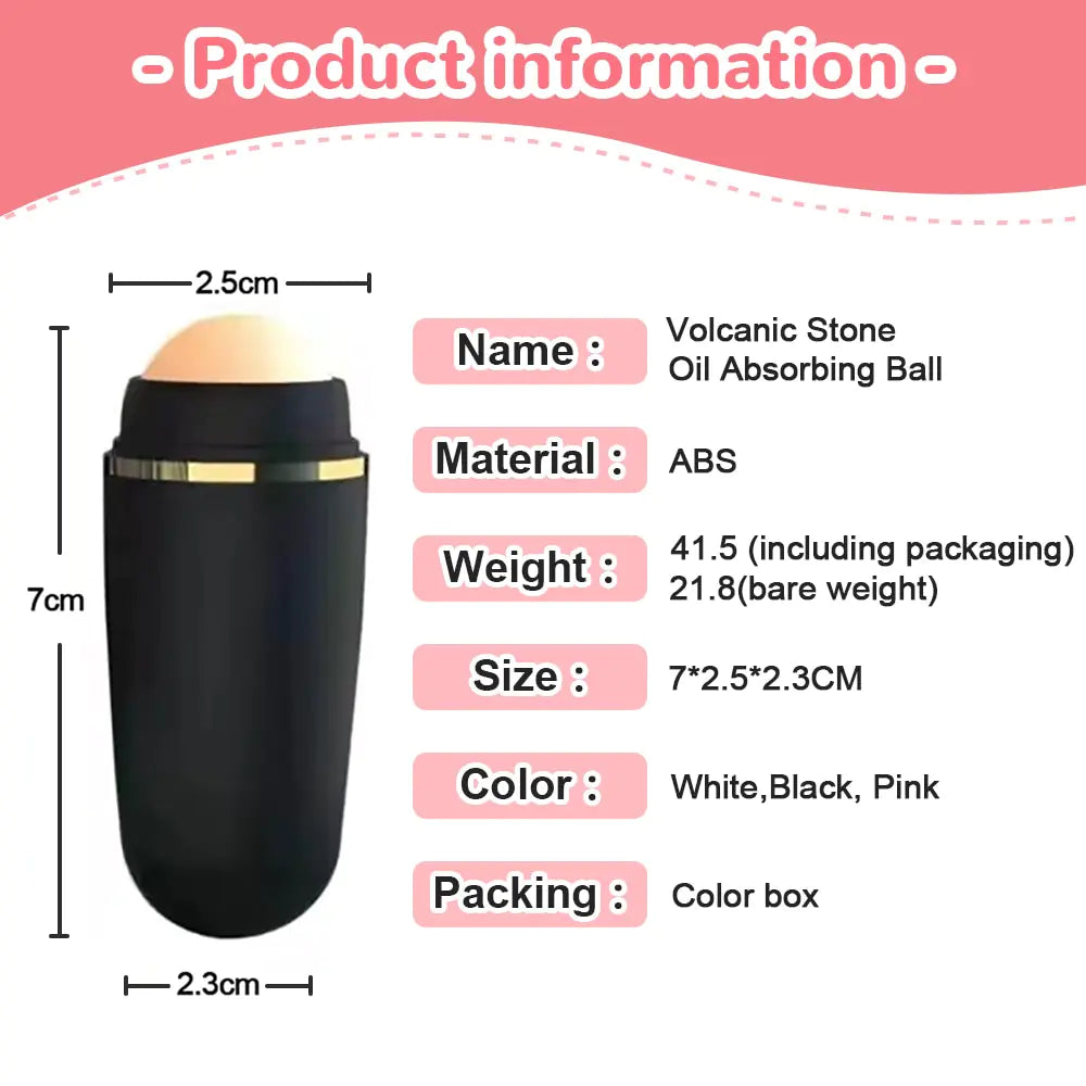 Volcanic Face Oil Absorption Roller – Natural Matte Finish, Anytime, Anywhere