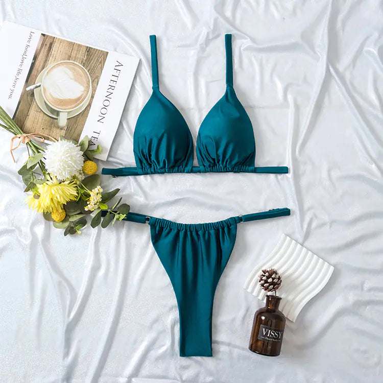 Double-Layer Bikini – European Style Two-Piece in Chic Summer Shades