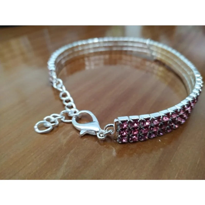 Heart-Shaped Rhinestone Dog & Cat Collar – Sparkling Alloy Pet Necklace for Everyday Glamour