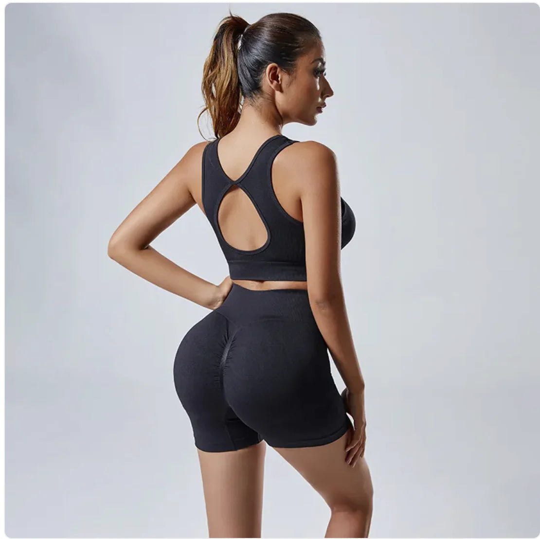 Seamless Knitted Yoga Set – Pullover Top & Pants