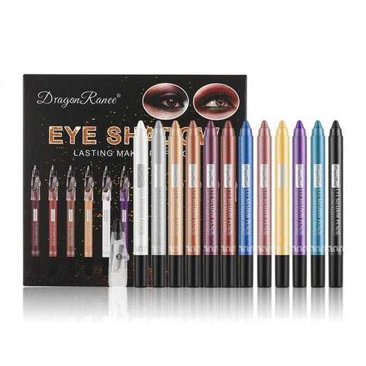 12 Colors Eyeshadow Pencil Set – Shimmering Waterproof Cream Sticks for Effortless Eye Looks