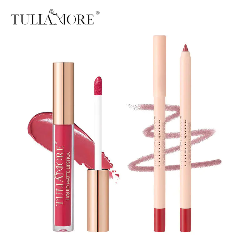 Waterproof Matte Air Lip Glaze & Lip Pencil Set