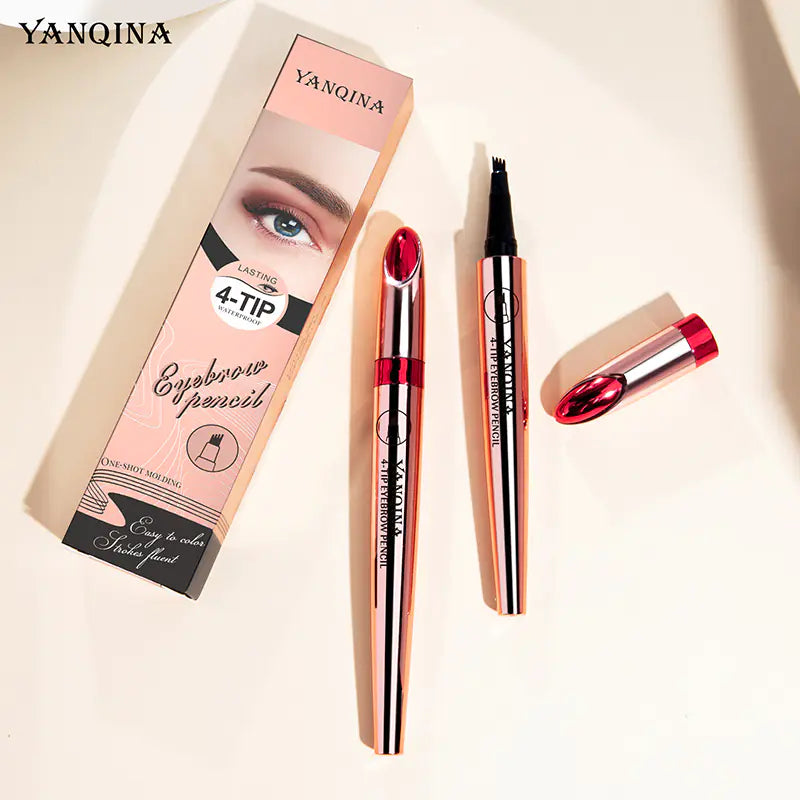 YANQINA Four-Claw Liquid Eyebrow Pencil – Waterproof, Sweat-Proof, Long-Lasting 24H Wear