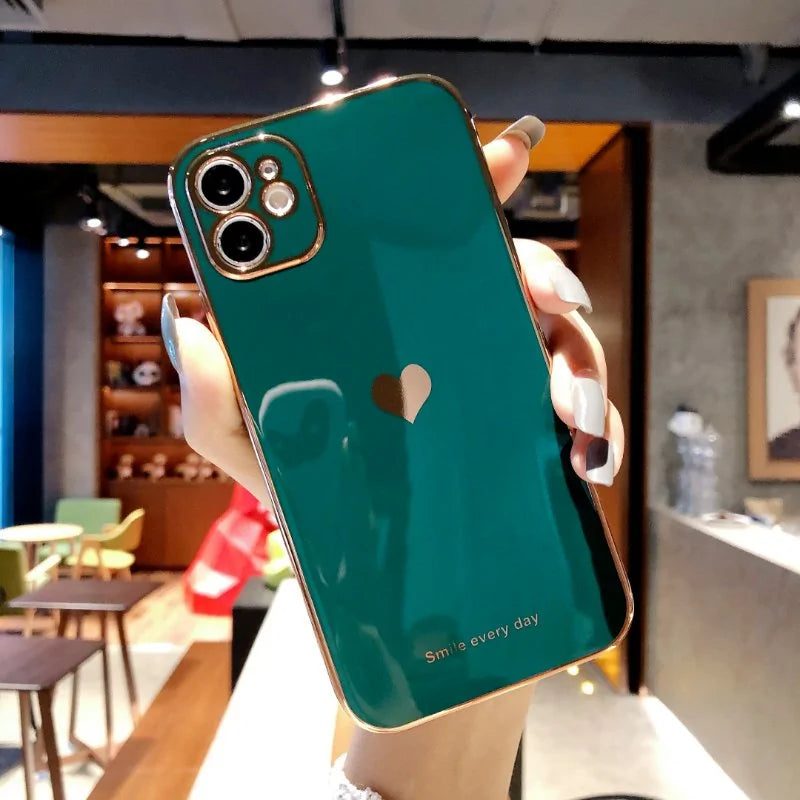 Electroplated Love Heart Phone Case for iPhone