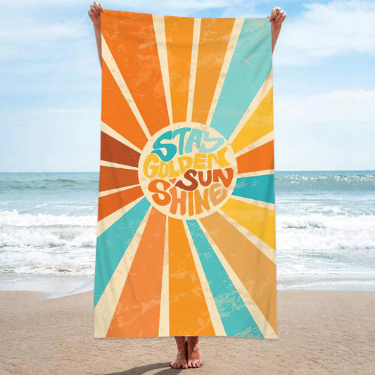 Double-sided Smiling Face Love Ice Cream Printing Beach Towel – Cotton Versatile Towel for Beach, Yoga & Decor
