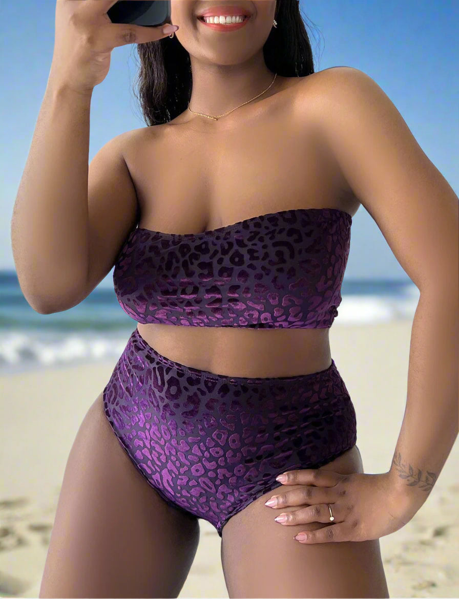 High-Waisted Two-Piece Bikini Set – Plus Size Swimwear in Vibrant Colors (0XL–4XL)