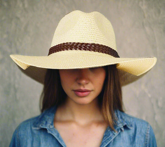 Braided Panama Fedora – Lightweight Summer Hat with Removable Faux Leather Band