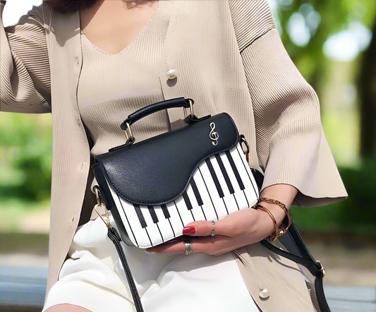Bag Piano Pattern Leather Shoulder Bag – A Symphony of Style and Elegance