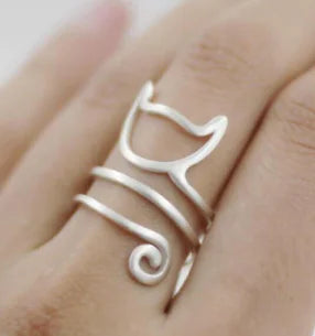 Adjustable Pet Ring – 925 Sterling Silver Feline-Inspired Jewelry in Silver, Gold, or Black