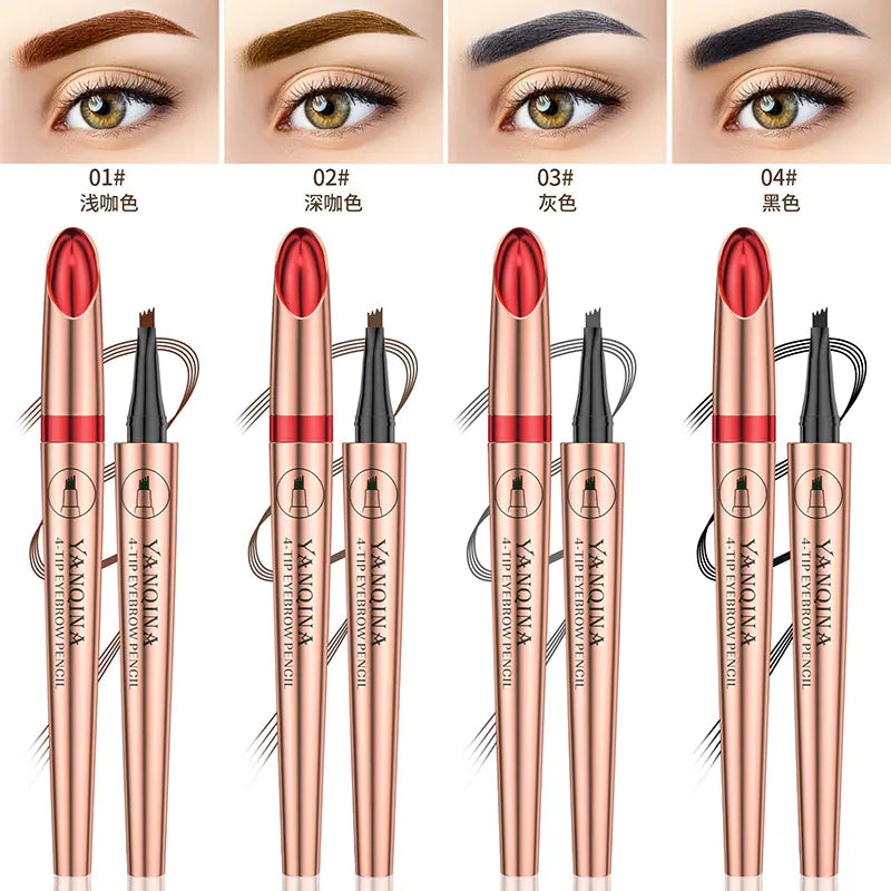 YANQINA Four-Claw Liquid Eyebrow Pencil – Waterproof, Sweat-Proof, Long-Lasting 24H Wear