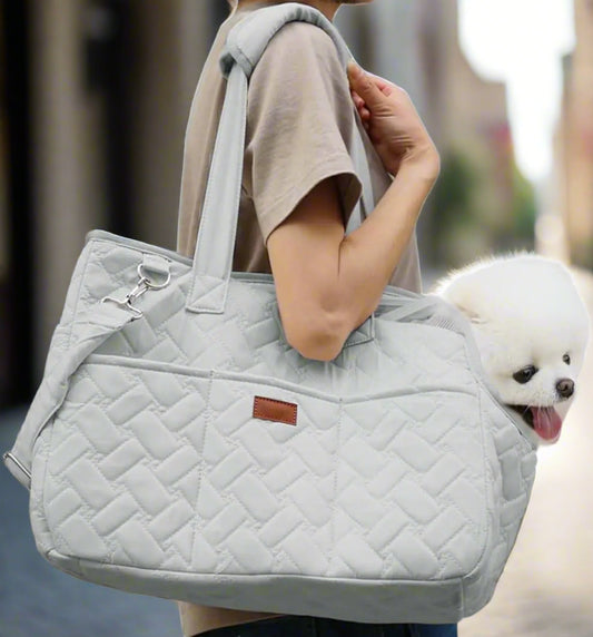Quilted Pet Carrier Handbag – Lightweight Travel Bag for Cats & Small Dogs