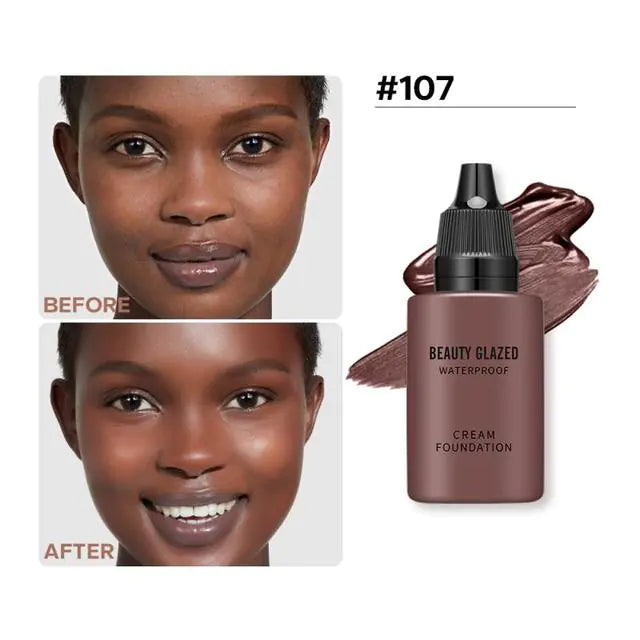 Beauty Glazed Waterproof Cream Foundation – Long-Lasting, High Coverage, Automatic Tanning Effect (9 Shades)