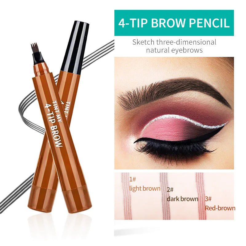 Four-Pronged Eyebrow Pencil – Waterproof, Sweat-Proof, Long-Lasting Precision Brow Pen