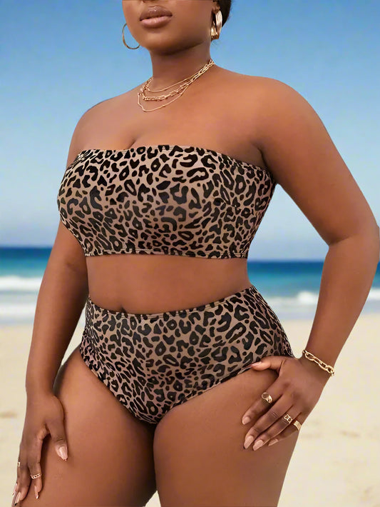 High-Waisted Two-Piece Bikini Set – Plus Size Swimwear in Vibrant Colors (0XL–4XL)