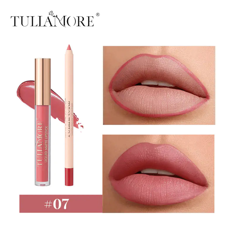 Waterproof Matte Air Lip Glaze & Lip Pencil Set