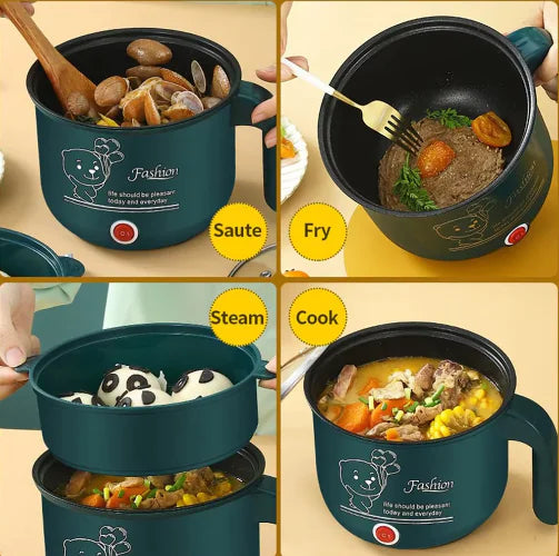 Multifunctional Electric Cooker – Saute, Fry, Steam & Cook in One Compact Pot (Emerald Design)