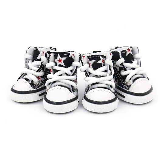 Soft Small Dog Four Season Canvas Shoes – Breathable, Non-Slip Boots for All-Weather Wear (Set of 4, Sizes 1–5)