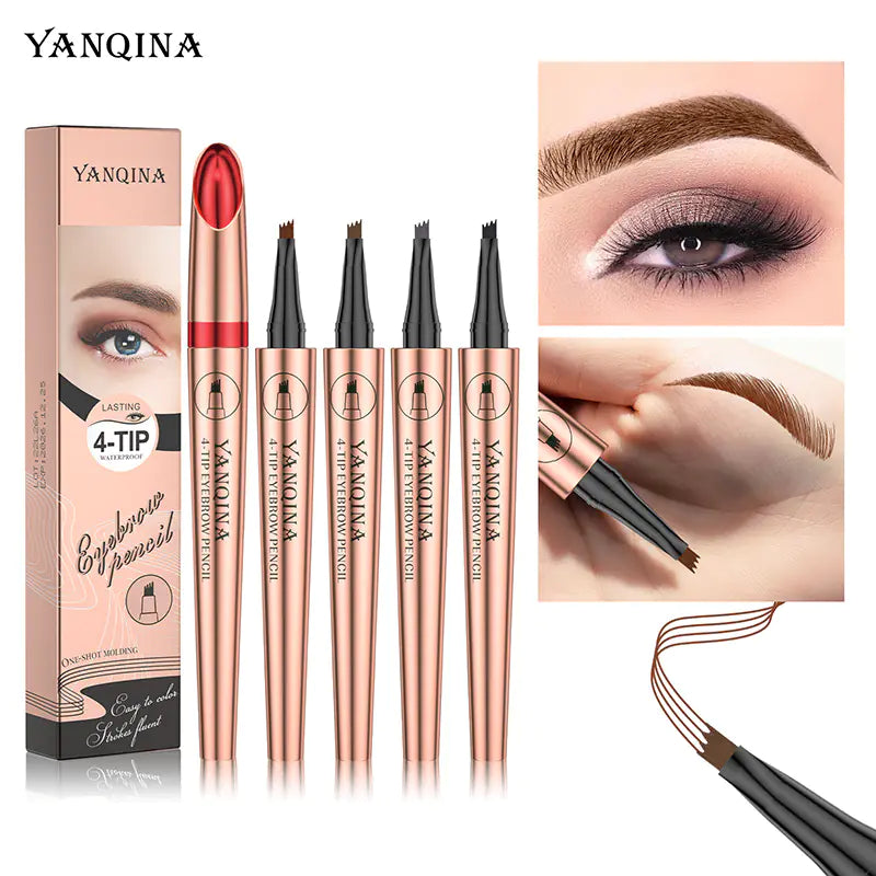 YANQINA Four-Claw Liquid Eyebrow Pencil – Waterproof, Sweat-Proof, Long-Lasting 24H Wear