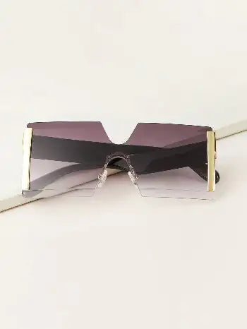 Lux Rimless Square Frame Sunglasses – Boho Style with Purple Tint