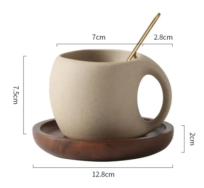 Creative Japanese Retro Coffee Set – Elegant Stone Ceramic Teacup & Saucer Set for Coffee & Tea Lovers