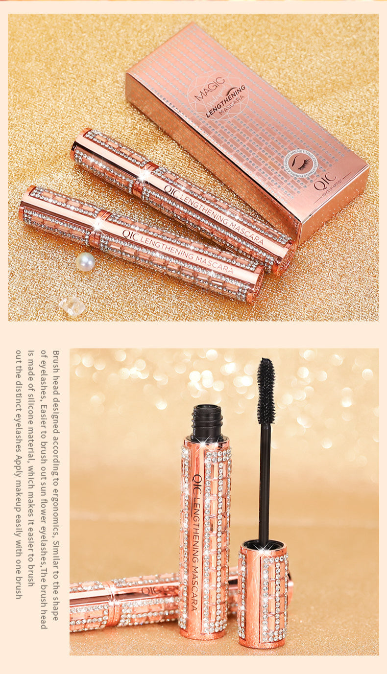 Shining Diamond Waterproof Lengthening Mascara – 5D Volume, Peanut Brush, and Smudge-Proof Wear (12.7cm / 5g)