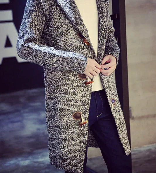 Casual Bat-Type Cardigan – Lapel Collar, Horn Buttons, Relaxed Fit (S–5XL, Unisex Style)
