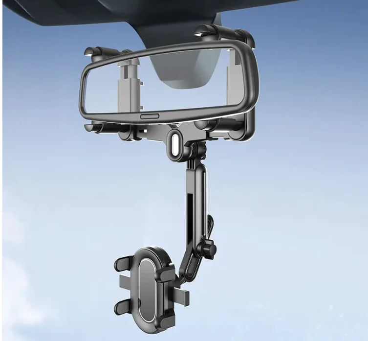 Retractable Mobile Phone Holder – 360° Rear-View Mirror Bracket for Cars